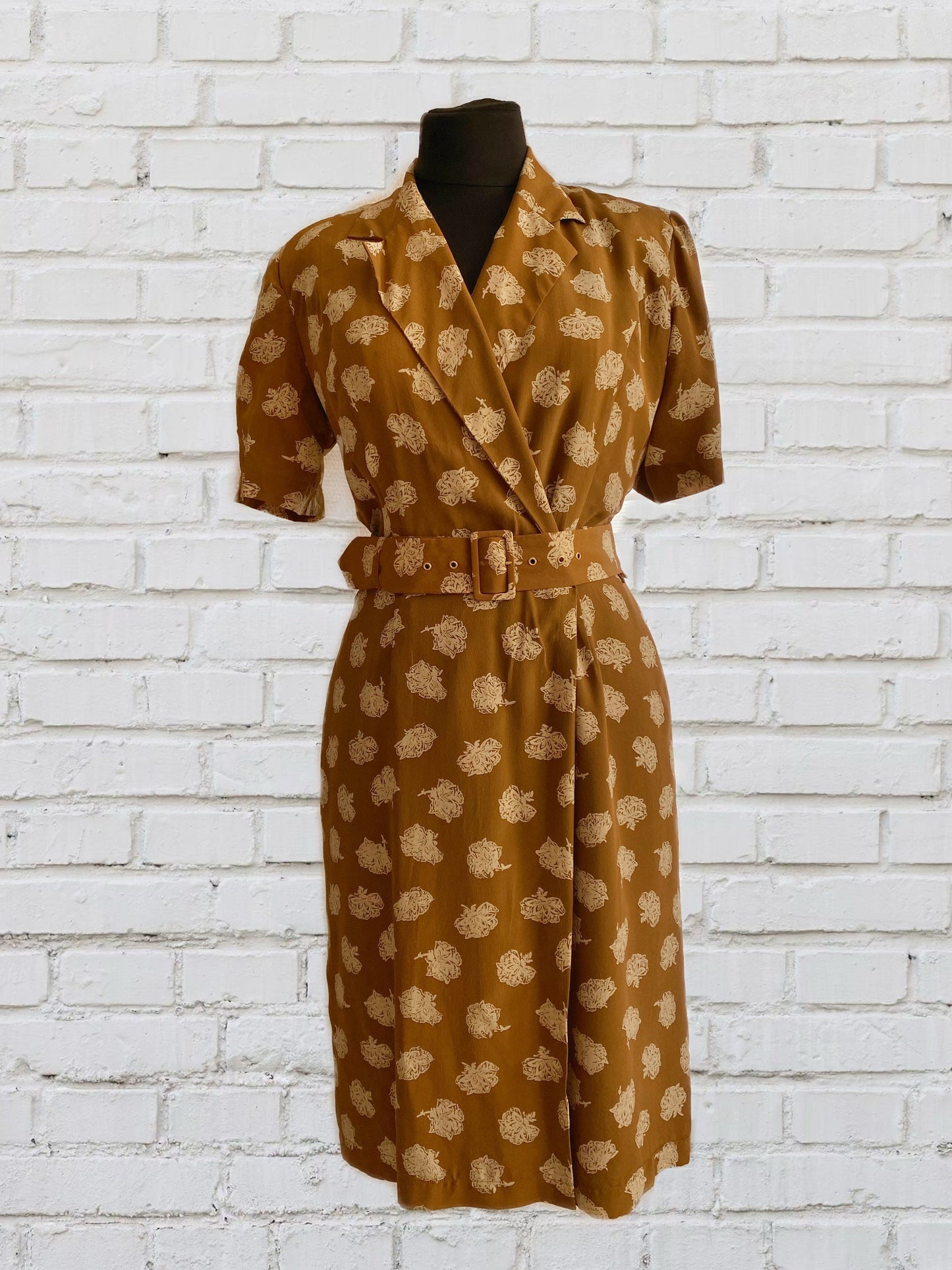 Vintage wrap silk dress - 80s does 40s dress - vintage style dress - 1980s fashion