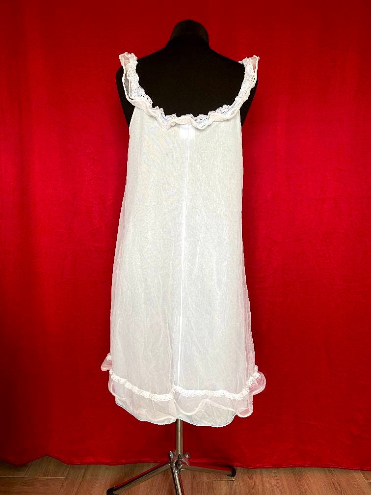 Vintage 1960s slip night dress - nylon dress with frills - babydoll dress