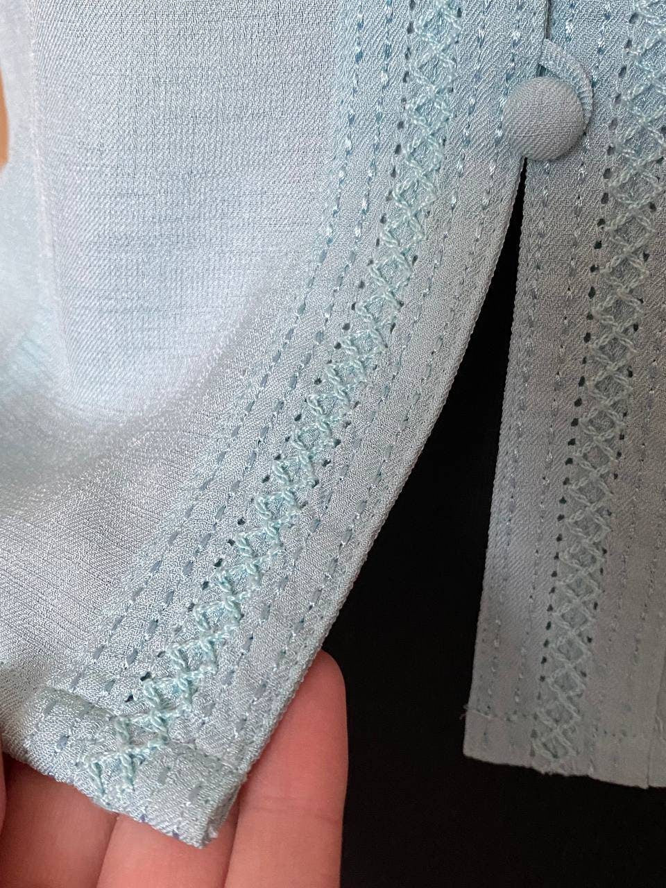 Vintage 1980s-1990s baby blue blouse - Embroidered blouse