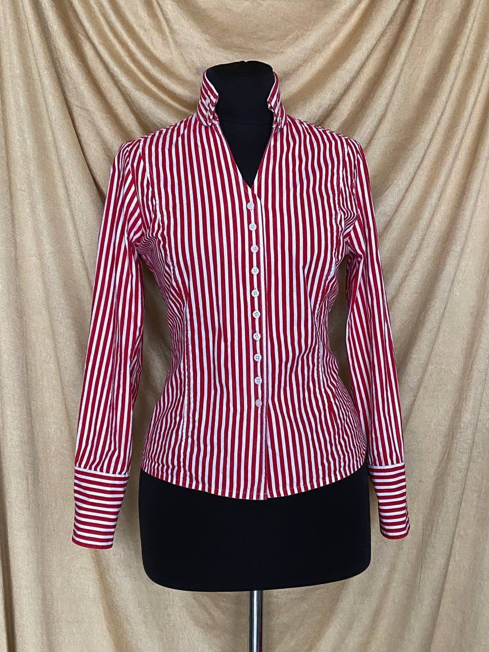 Vintage 1980s rockabilly style striped shirt - 1950s retro blouse - pin up blouse