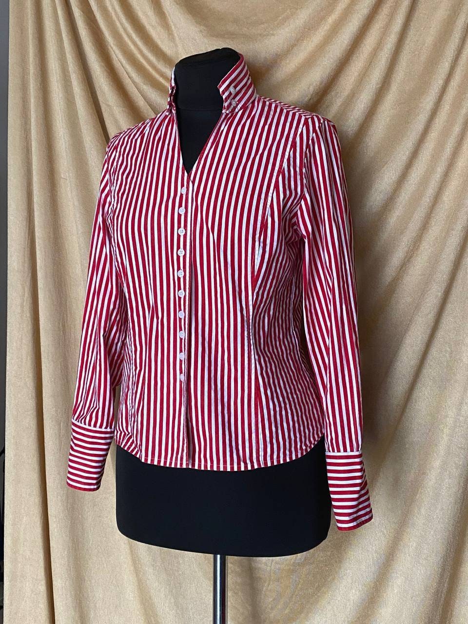Vintage 1980s rockabilly style striped shirt - 1950s retro blouse - pin up blouse