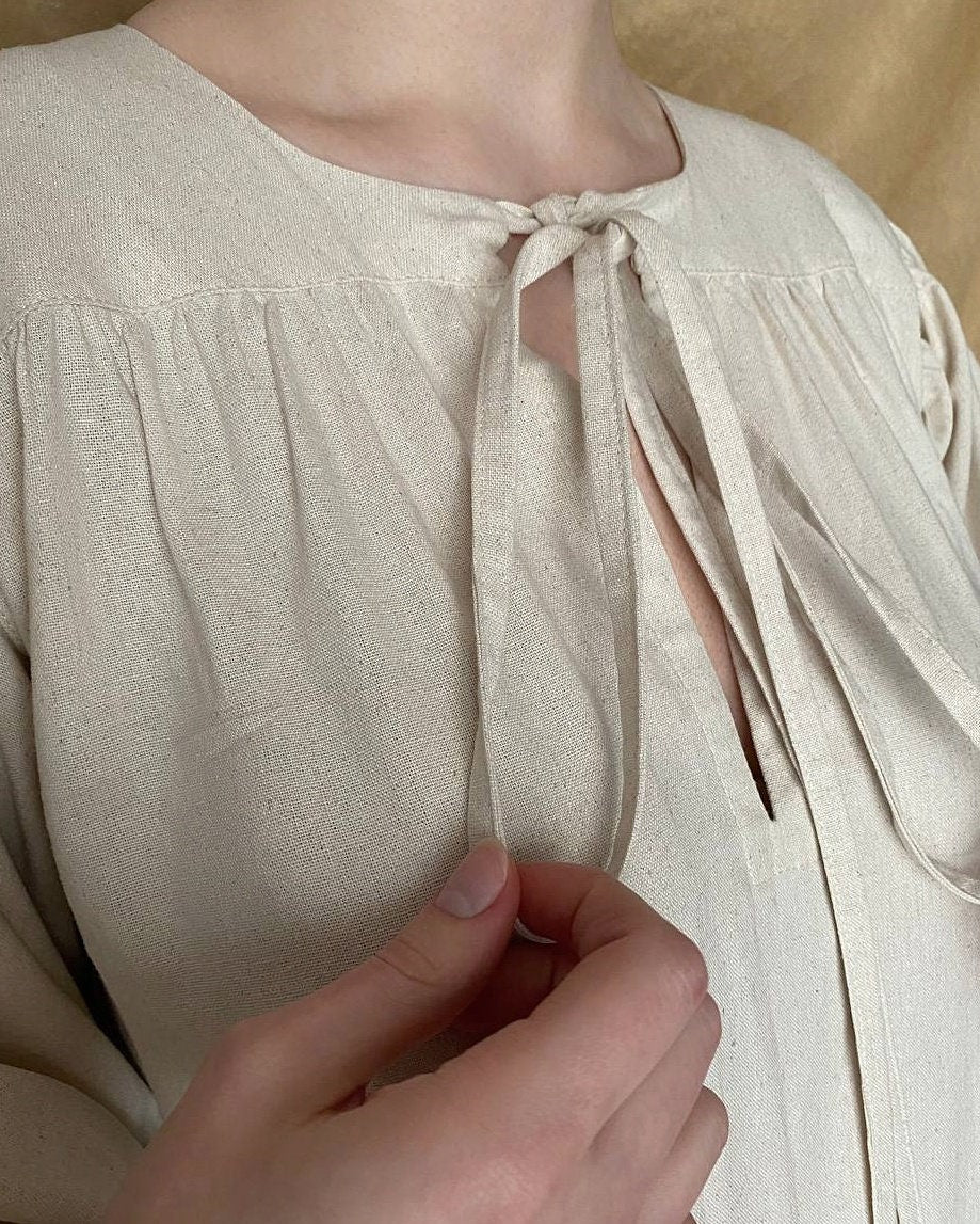 Long 18th century inspired Pirate style chemise - linen shirt/blouse with puffy sleeves - historical unisex chemise, Victorian, Renaissance