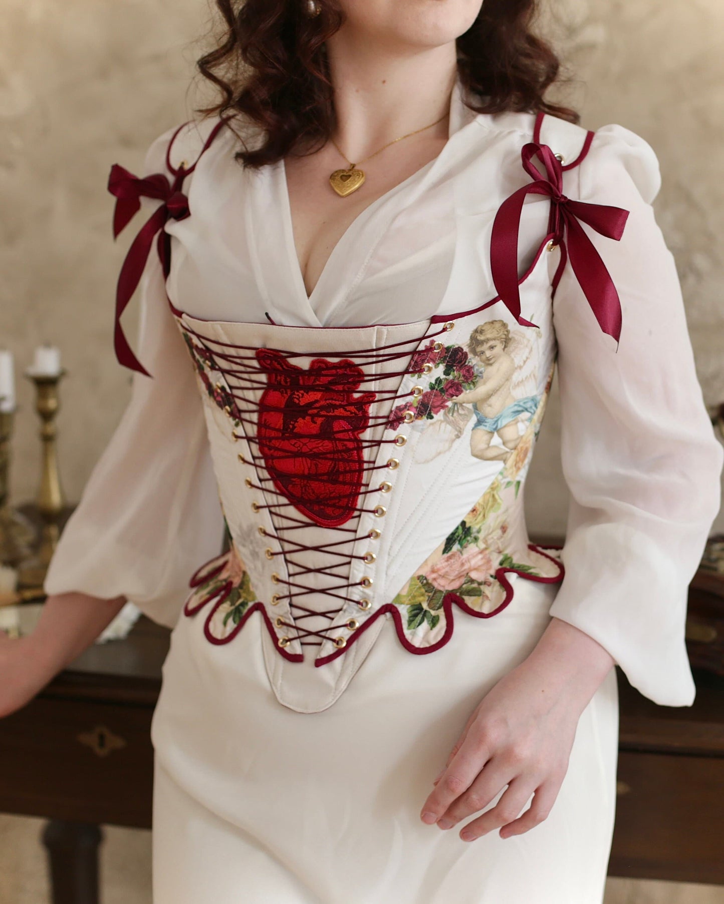 18th Century Inspired Stays "Utopia" – Reversible Midbust Corset with Front & Back Lacing – Half-Boned Renaissance & Elizabethan Stays