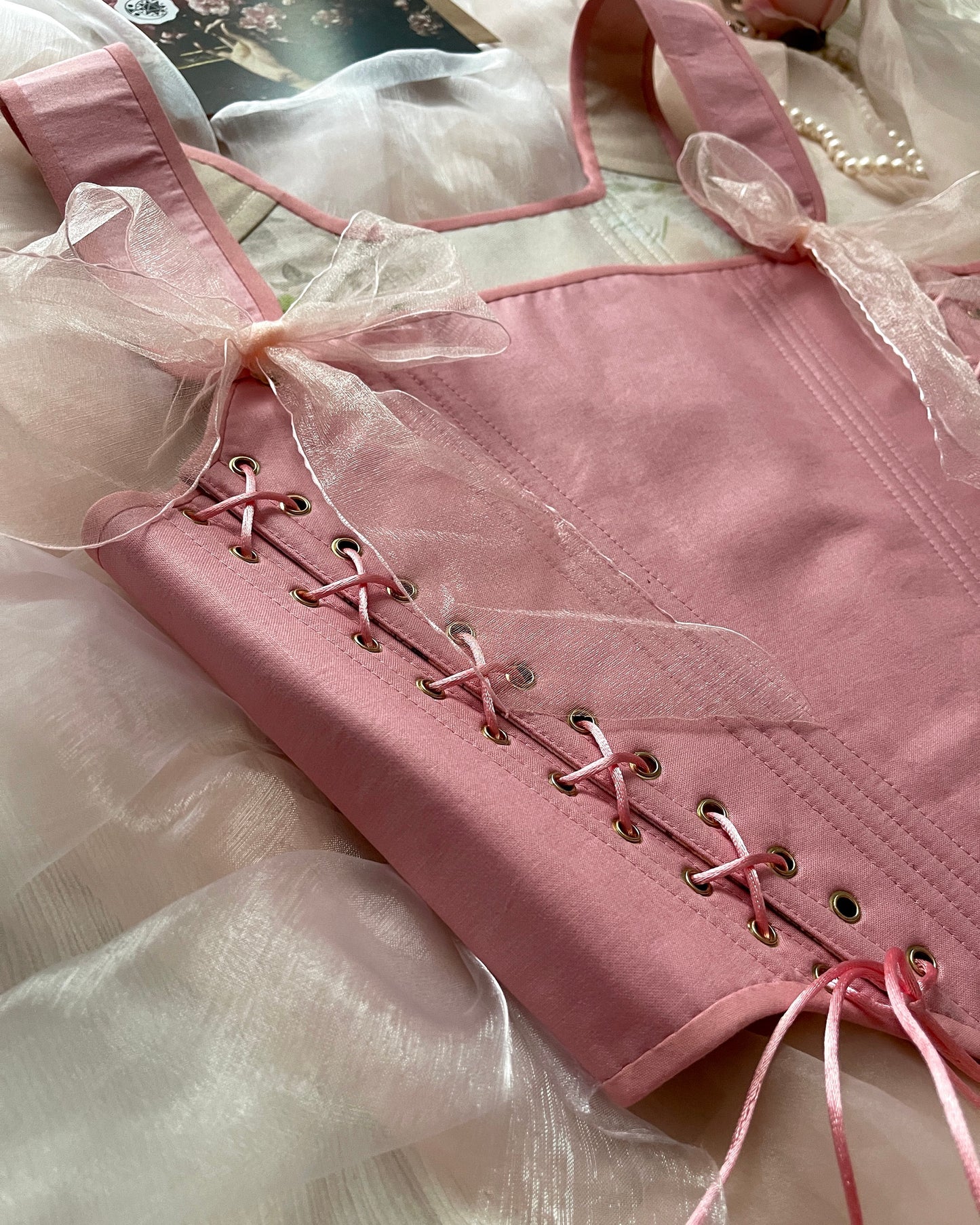 Handmade Ready To Ship Corset “Bliss” - Modernised 18th Century Style Stays - Reversible Over Bust Corset - Side Lacing - Half-Boned Stays