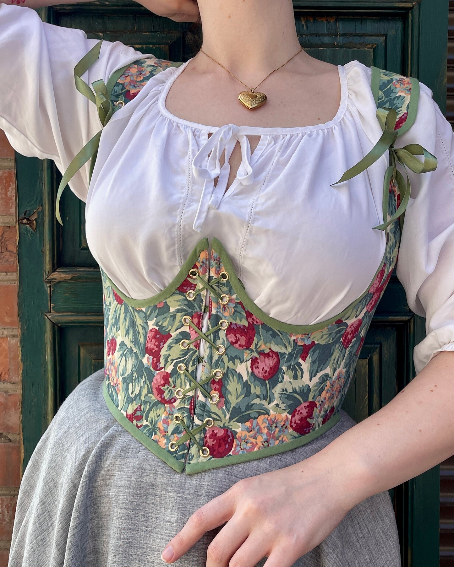 Reversible Underbust Corset with Straps "Novelty" – Waist Corset with Front and Back Lacing, Modern Minimalist Corset
