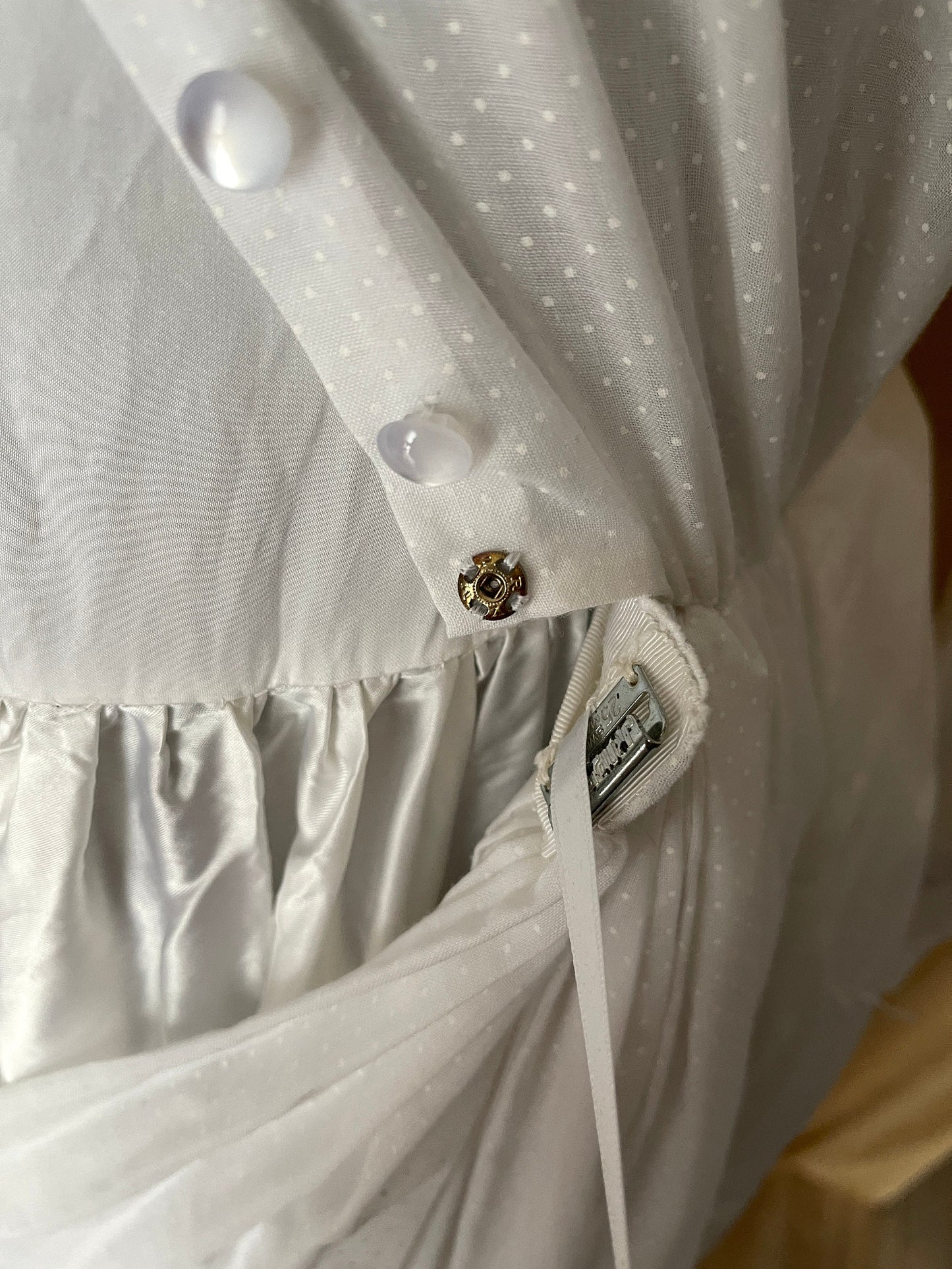 1970s does Edwardian vintage wedding dress, summer white muslin dress, Edwardian style white dress