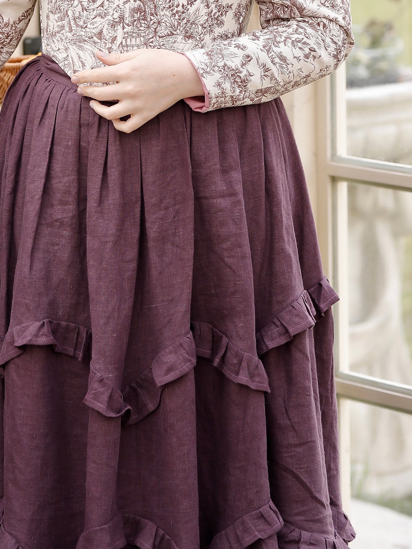 Vintage Inspired Tea-Length Skirt "Marigold" - Designer Skirt With Layered Frills - Bohemian Style Skirt