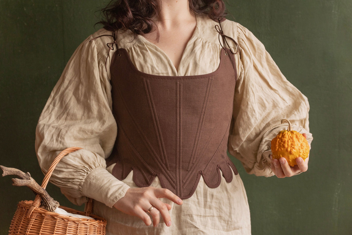 18th Century Style Corset "Grace" – Reversible Midbust Half-Boned Stays – Renaissance Peasant Bodice & Elizabethan