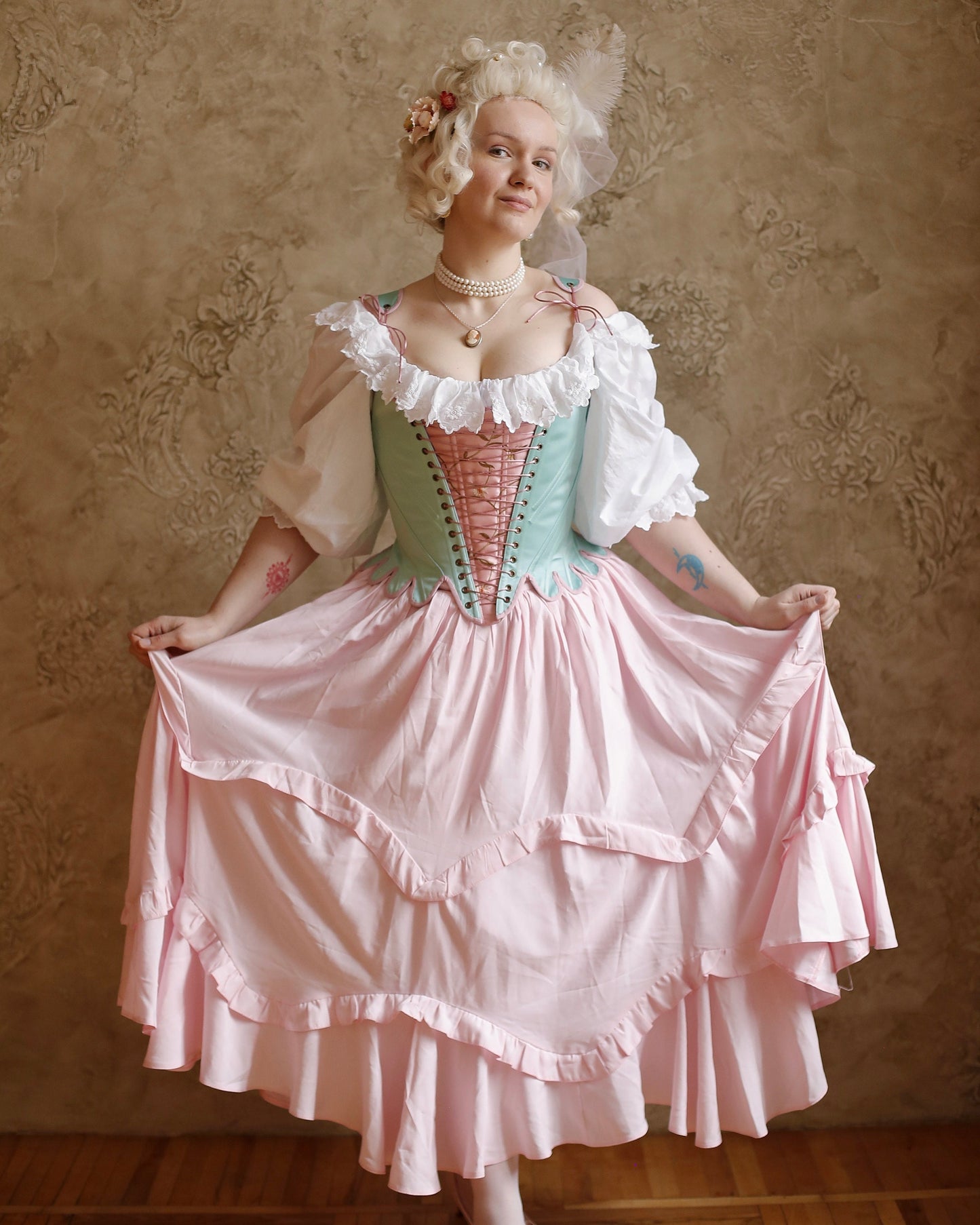 Vintage Inspired Tea-Length Skirt "Marigold" - Designer Skirt With Layered Frills - Bohemian Style Skirt
