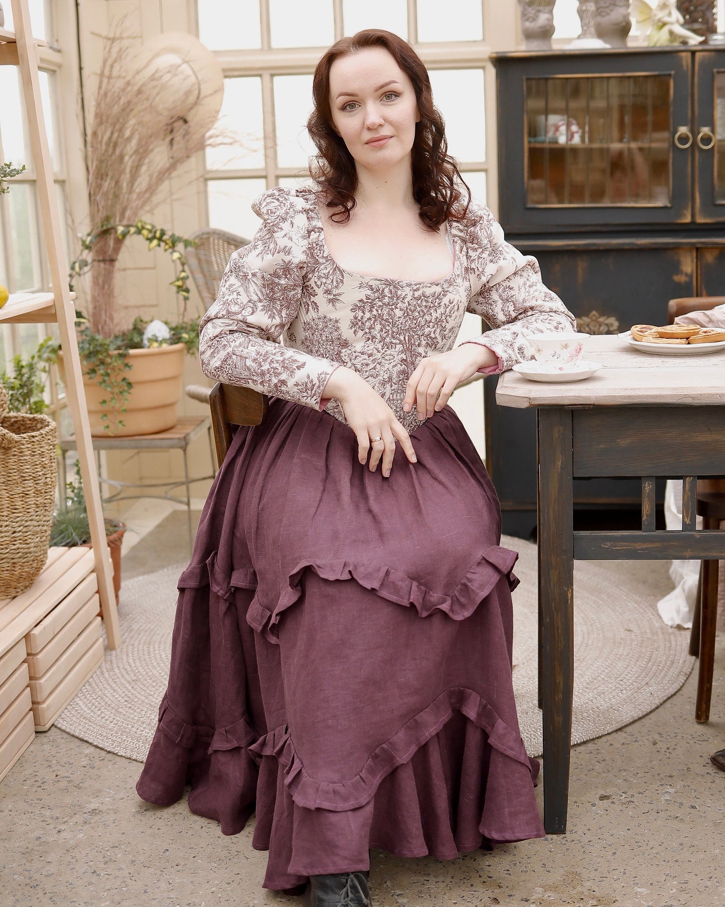Vintage Inspired Tea-Length Skirt "Marigold" - Designer Skirt With Layered Frills - Bohemian Style Skirt