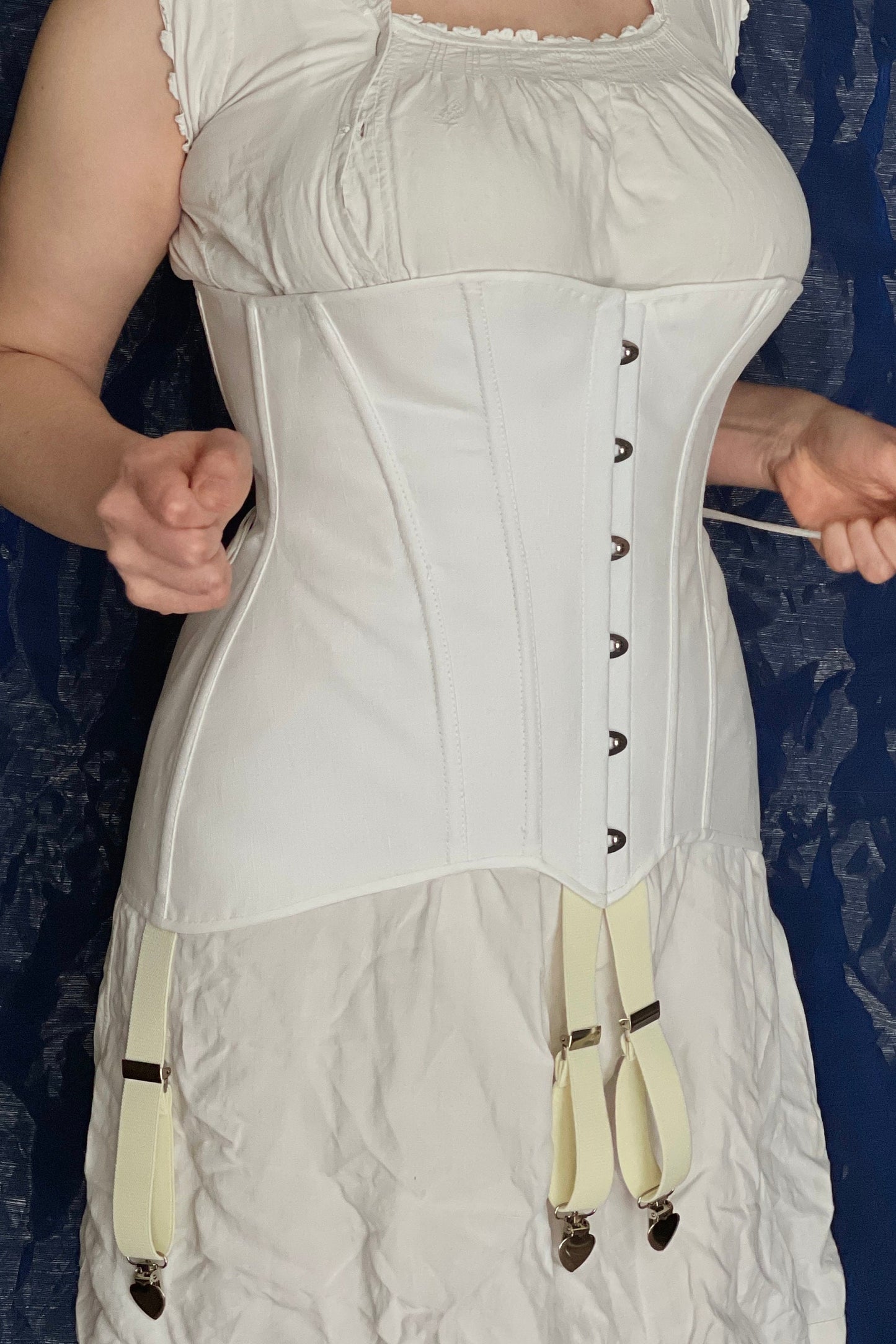 Historical 1905-1907 Edwardian Corset “Juliet” – Titanic Era Overbust Corset, One-Layer Corset