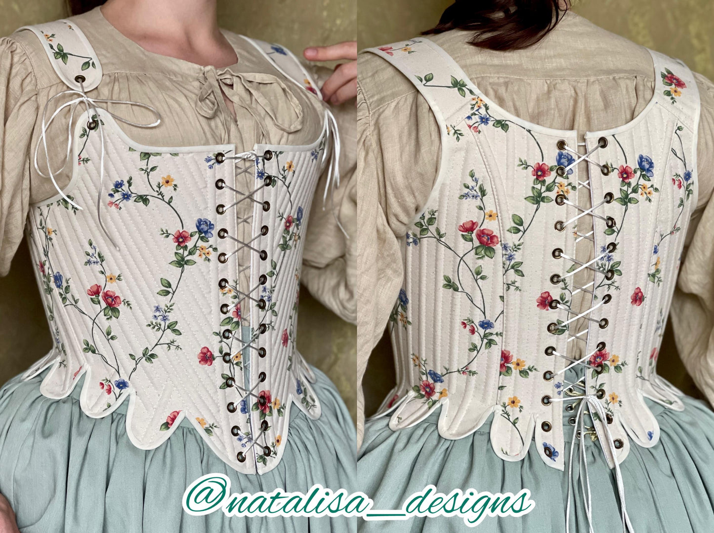 18th Century Stays "Harmony" – Historical Fully-Boned Reversible Corset – Renaissance & Elizabethan Style