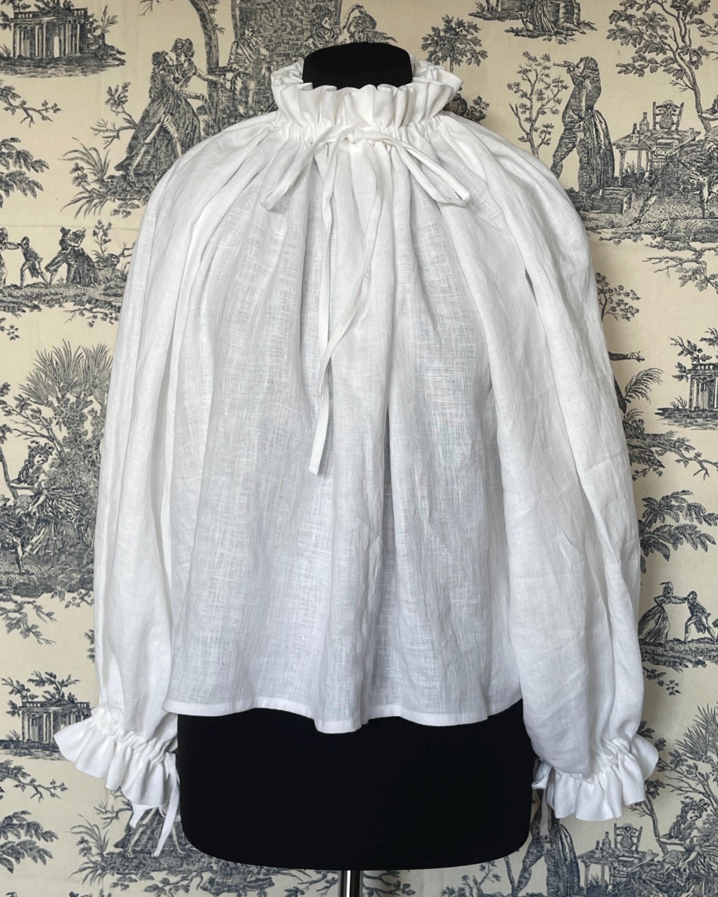 Delicate Vintage Inspired Raglan Chemise “Poet” – Linen/Cotton Shirt/Blouse with Ruffled Sleeves & Neckline – Victorian & Renaissance Style