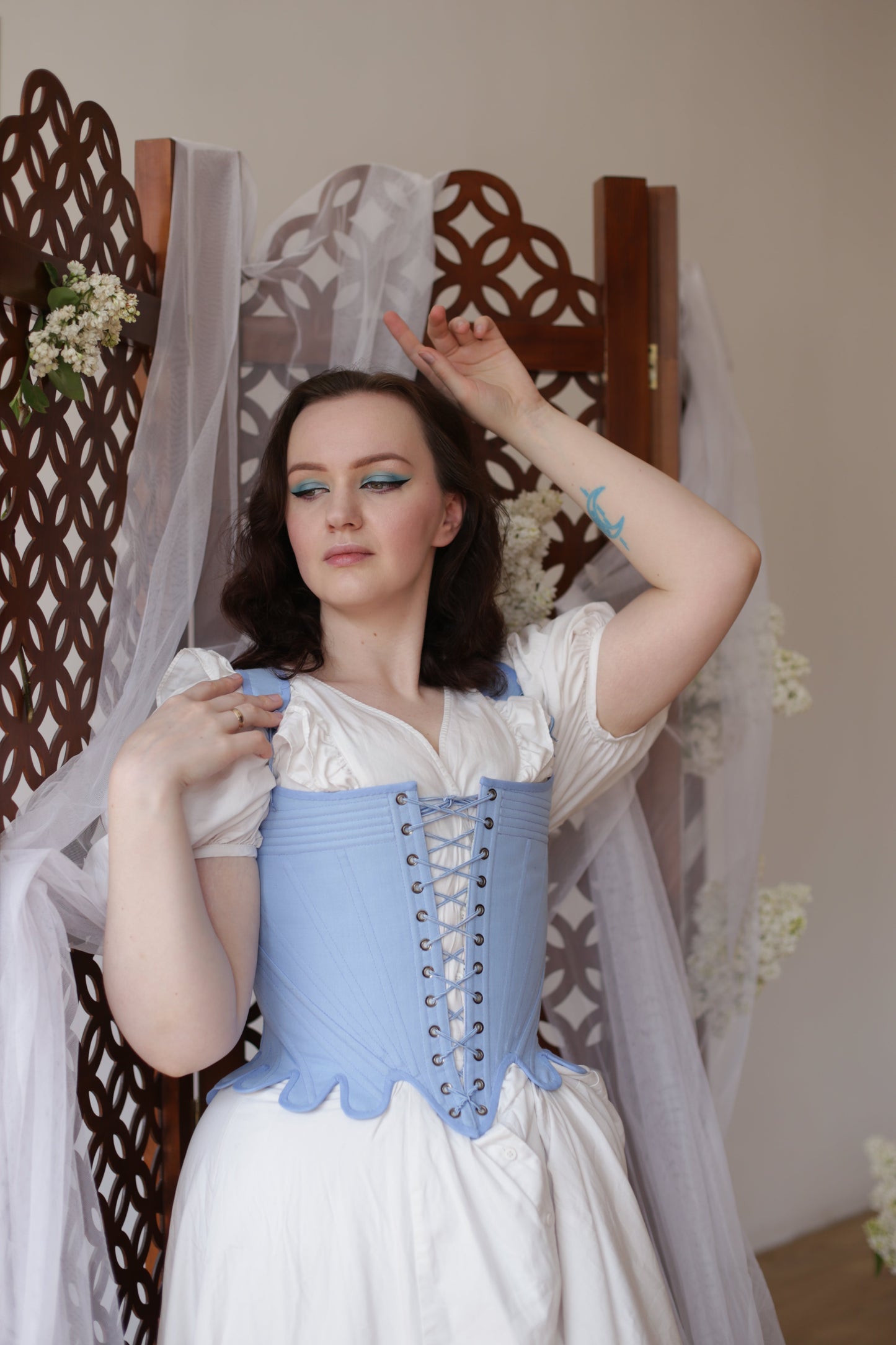 Historical Late 18th Century Stays "Fantasia" - Half-Boned Stays - Reversible Midbust Corset - Elizabethan - Renaissance