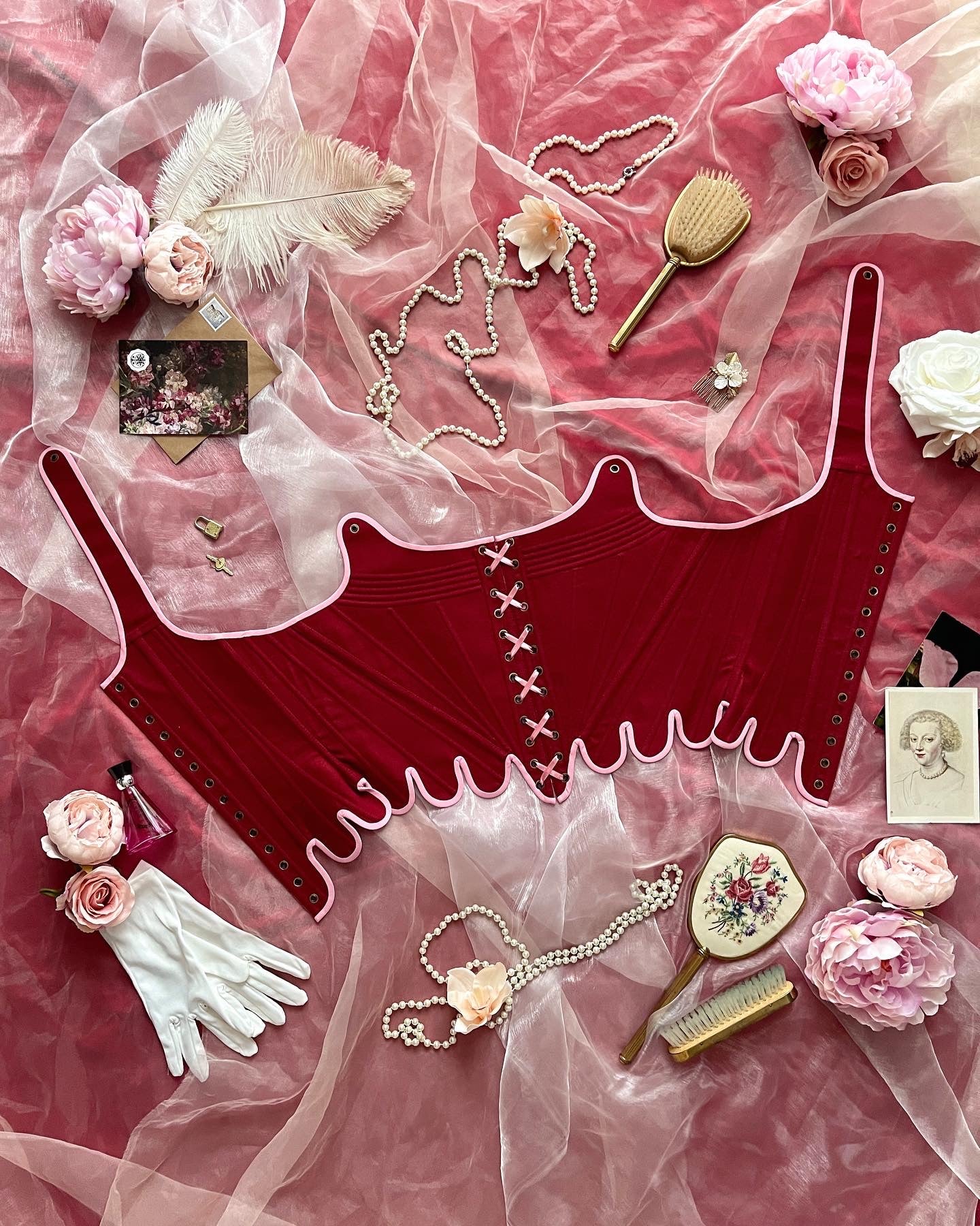 Historical Late 18th Century Stays "Fantasia" - Half-Boned Stays - Reversible Midbust Corset - Elizabethan - Renaissance
