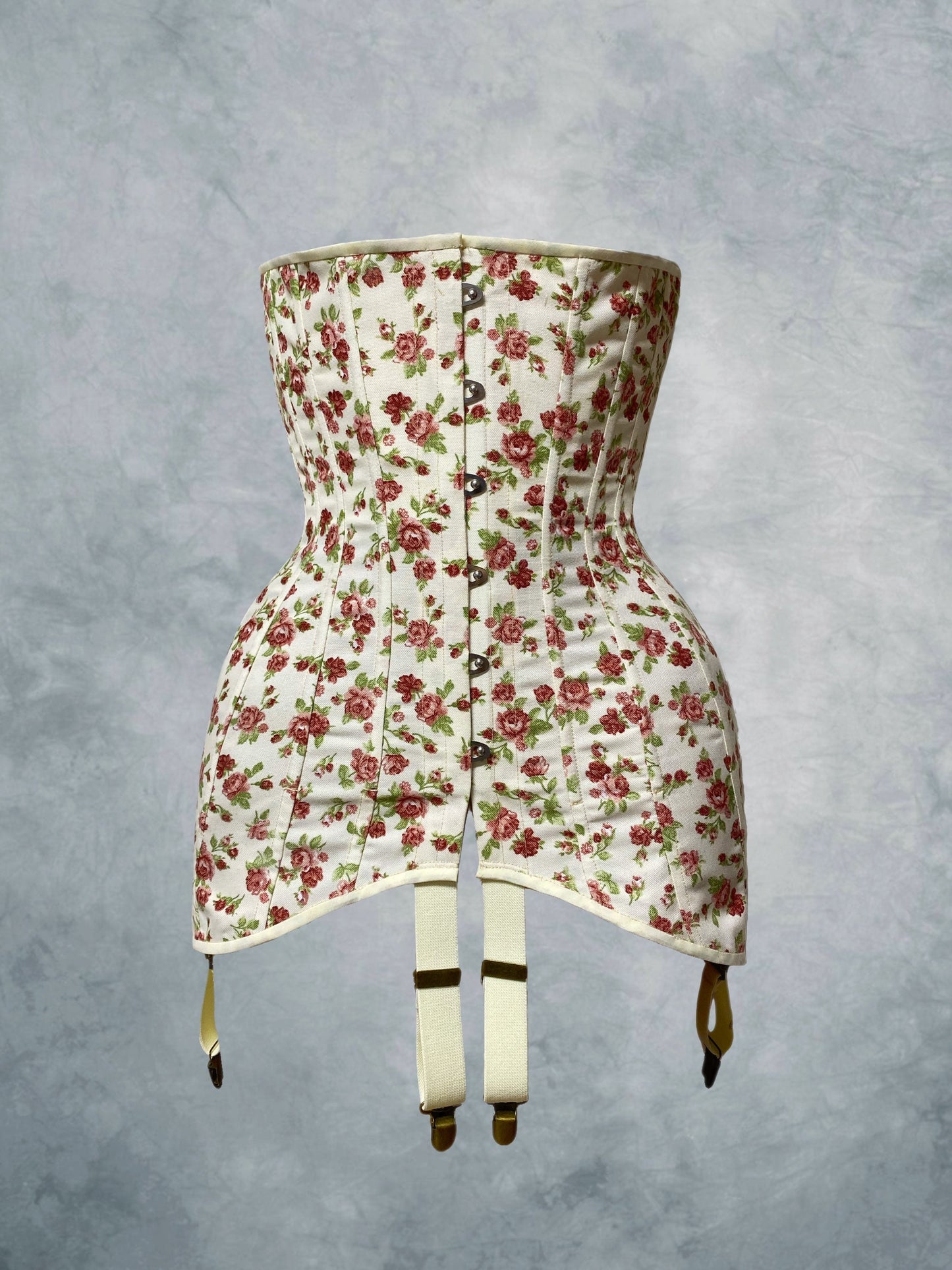 Historical Late Edwardian Corset "Rose" – 1910s Underbust S-Bent Corset, Titanic Era, One-Layer Cotton Corset