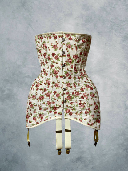 Historical Late Edwardian Corset "Rose" – 1910s Underbust S-Bent Corset, Titanic Era, One-Layer Cotton Corset