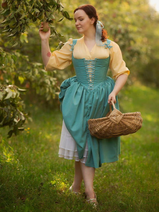 18th Century Style Corset Dress "Daisy" – Peasant Dress – Cottagecore, Medieval, Renaissance, LOTR Inspired – Wool/Linen
