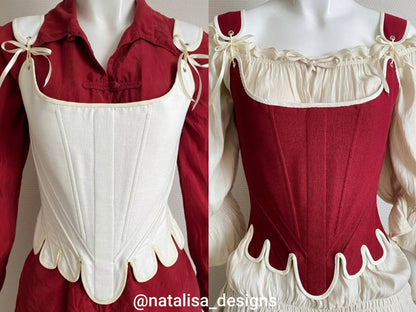Historical 18th Century Stays "Pride" – Reversible 1780s Half-Boned Corset – Renaissance & Elizabethan Style