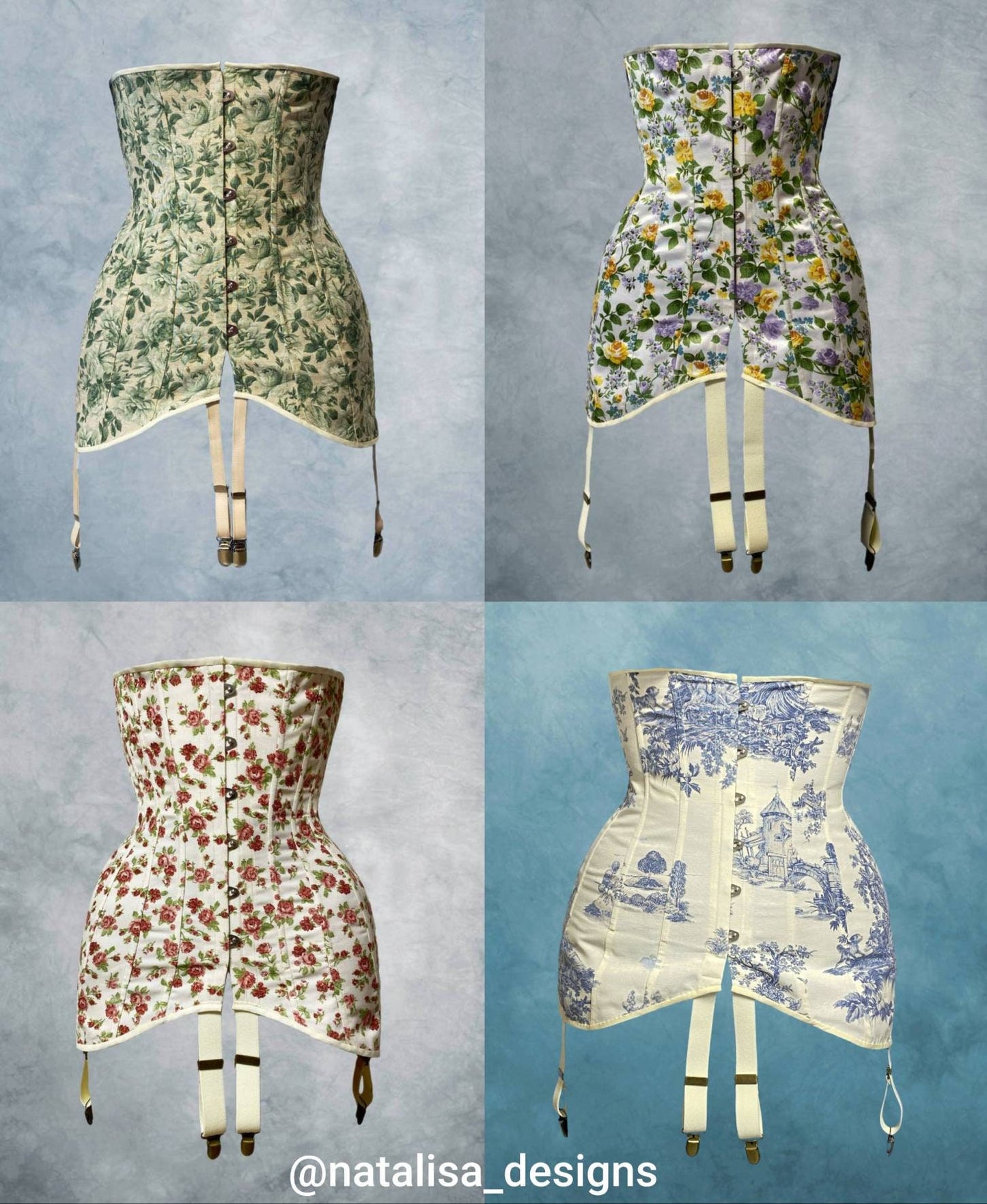 Historical Late Edwardian Corset "Rose" – 1910s Underbust S-Bent Corset, Titanic Era, One-Layer Cotton Corset