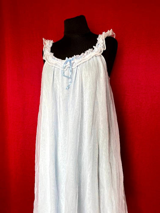 Vintage 1960s slip night dress - nylon dress with frills - babydoll dress