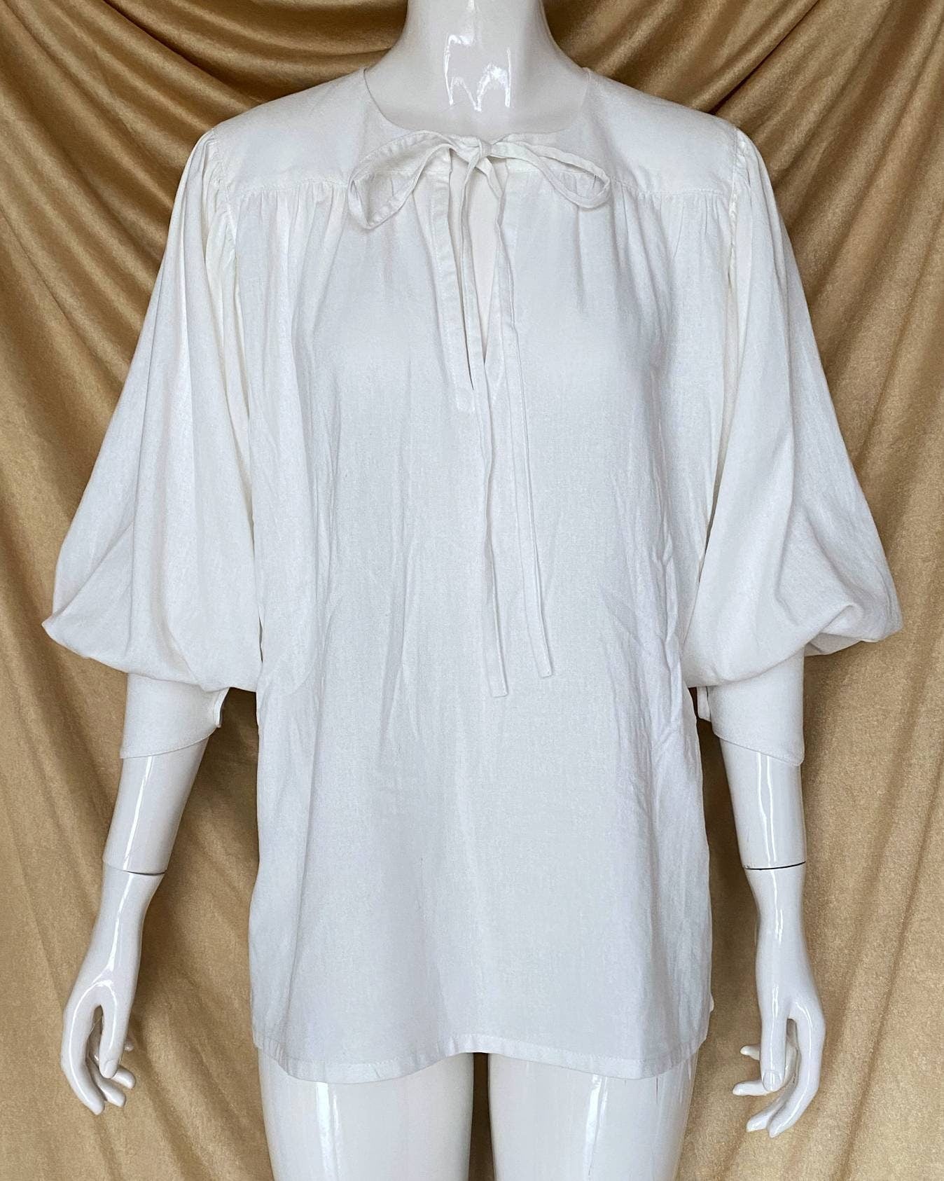 18th Century Inspired Pirate Style Chemise – Linen Shirt/Blouse with Puffy Sleeves – Historical Unisex Victorian & Renaissance Chemise
