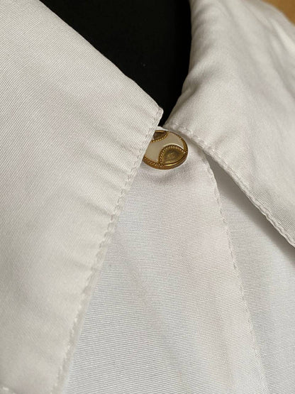 Vintage 1980s bottom tie blouse with frilly sleeves and wide collar