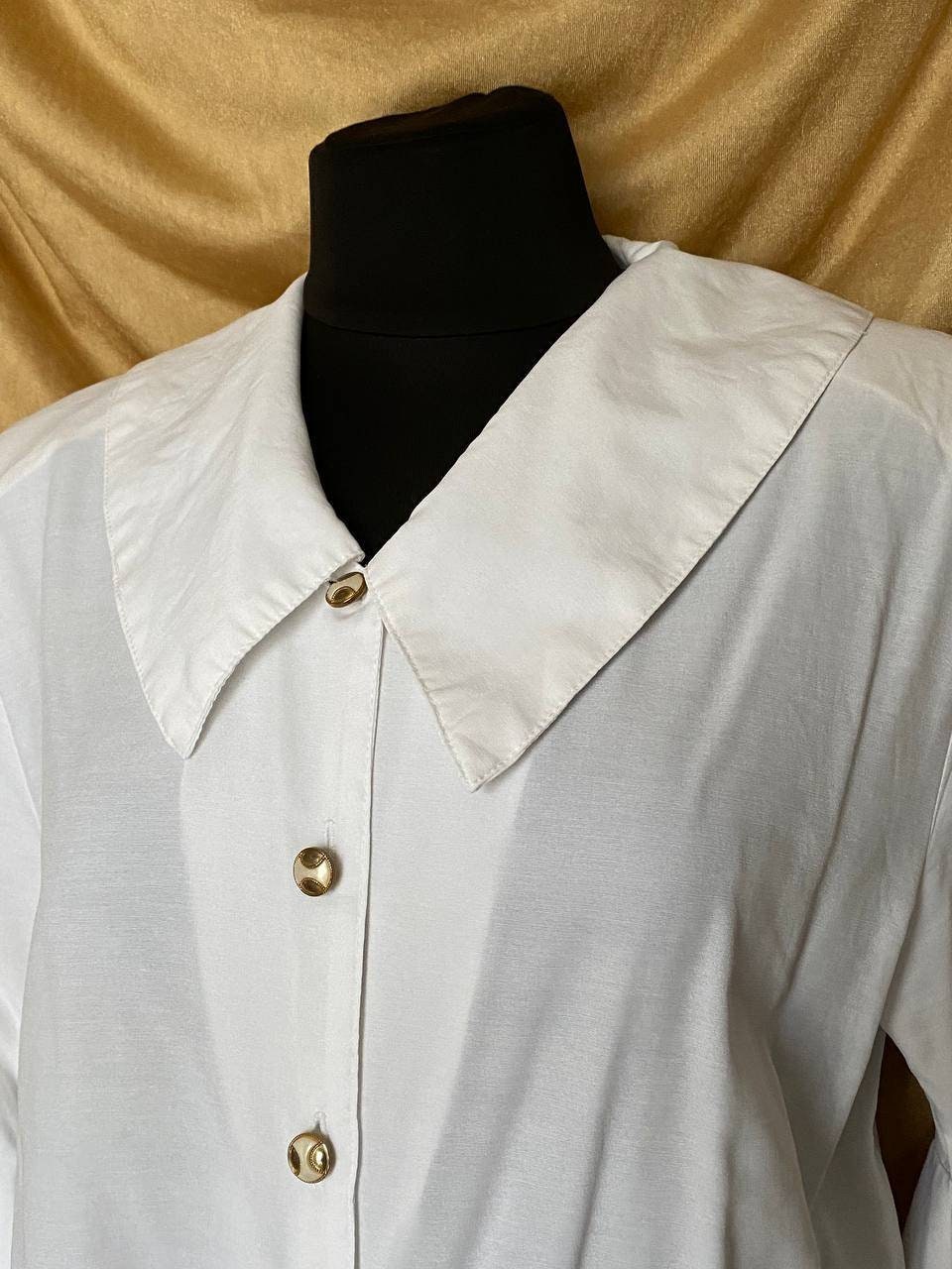 Vintage 1980s bottom tie blouse with frilly sleeves and wide collar