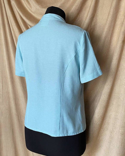 Vintage 1980s-1990s baby blue blouse - Embroidered blouse