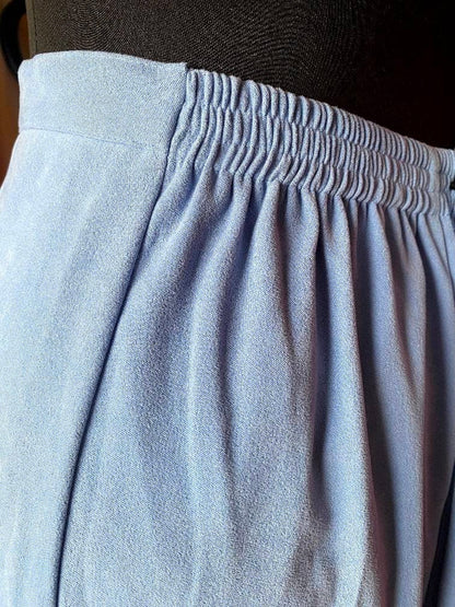Vintage sky blue embroidered skirt - 1980s button up skirt