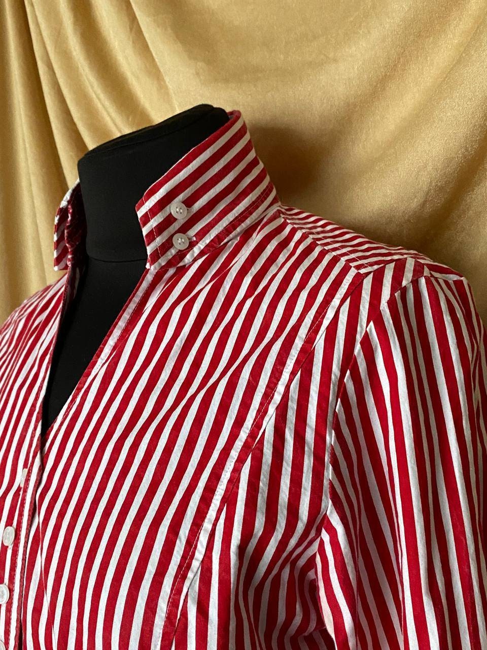 Vintage 1980s rockabilly style striped shirt - 1950s retro blouse - pin up blouse