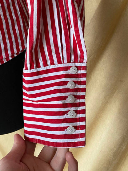 Vintage 1980s rockabilly style striped shirt - 1950s retro blouse - pin up blouse