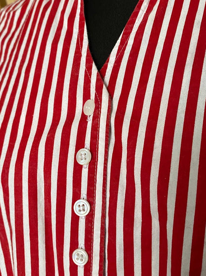 Vintage 1980s rockabilly style striped shirt - 1950s retro blouse - pin up blouse