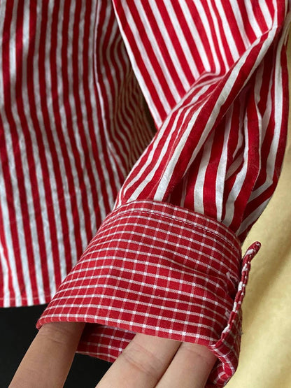 Vintage 1980s rockabilly style striped shirt - 1950s retro blouse - pin up blouse