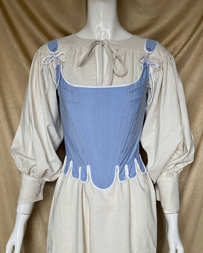 Historical 18th Century Stays "Charm" – Late 1780s Reversible Half-Boned Corset – Renaissance & Elizabethan Style