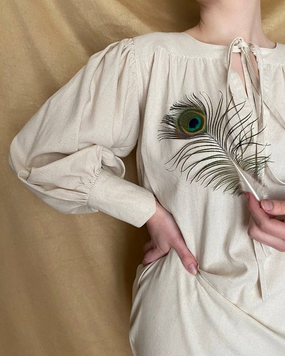 Long 18th century inspired Pirate style chemise - linen shirt/blouse with puffy sleeves - historical unisex chemise, Victorian, Renaissance