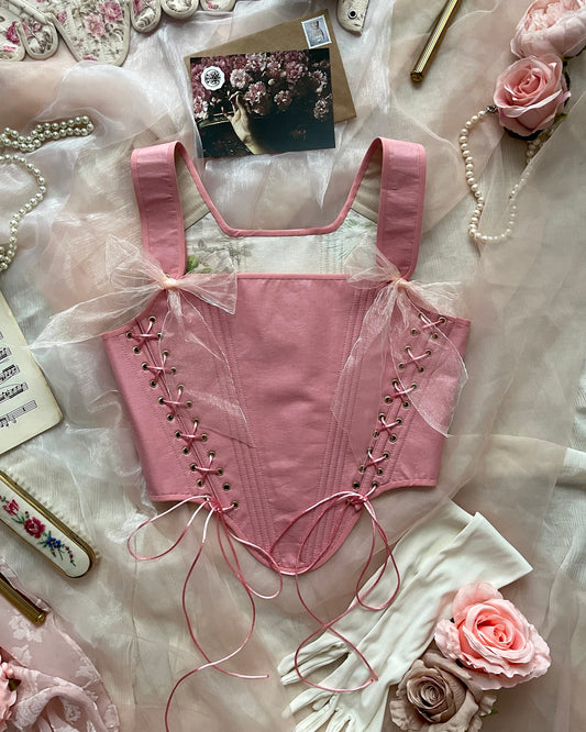 Handmade Ready To Ship Corset “Bliss” - Modernised 18th Century Style Stays  - Reversible Over Bust Corset - Side Lacing - Half-Boned Stays