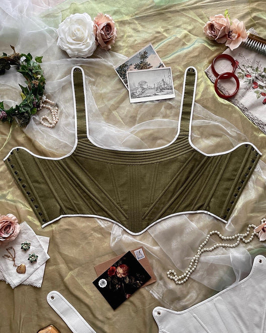 18th Century Style Corset "Devotion" – Reversible Overbust/Midbust Half-Boned Stays – Renaissance Peasant Bodice & Elizabethan