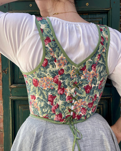 Reversible Underbust Corset with Straps "Novelty" – Waist Corset with Front and Back Lacing, Modern Minimalist Corset