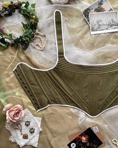 18th Century Style Corset "Devotion" – Reversible Overbust/Midbust Half-Boned Stays – Renaissance Peasant Bodice & Elizabethan