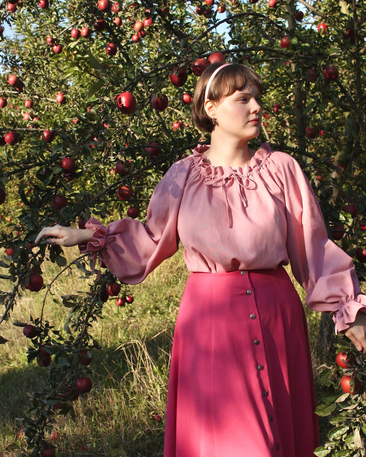 Delicate Vintage Inspired Raglan Chemise “Poet” – Linen/Cotton Shirt/Blouse with Ruffled Sleeves & Neckline – Victorian & Renaissance Style