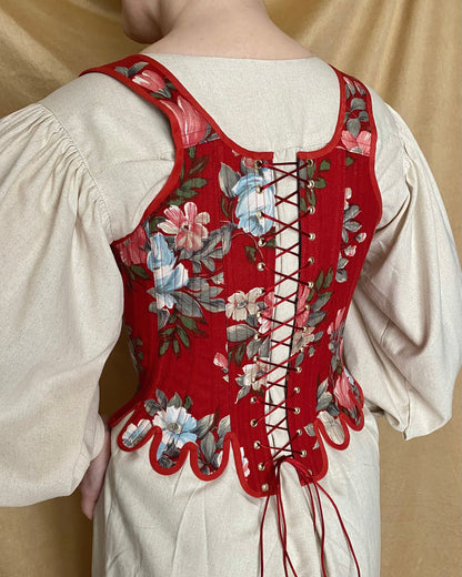 Historical 18th Century Stays "Pride" – Reversible 1780s Half-Boned Corset – Renaissance & Elizabethan Style