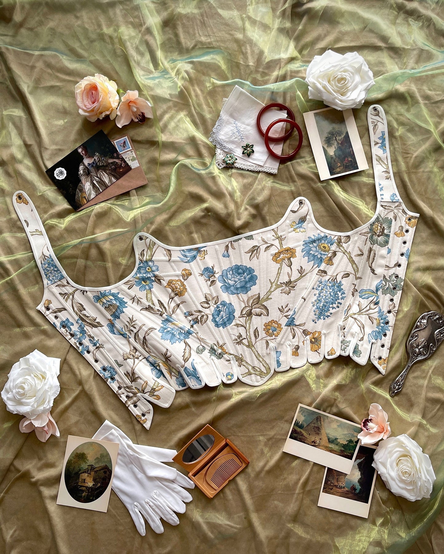 Historical 18th Century Stays "Charm" – Late 1780s Reversible Half-Boned Corset – Renaissance & Elizabethan Style