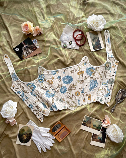Historical 18th Century Stays "Charm" – Late 1780s Reversible Half-Boned Corset – Renaissance & Elizabethan Style