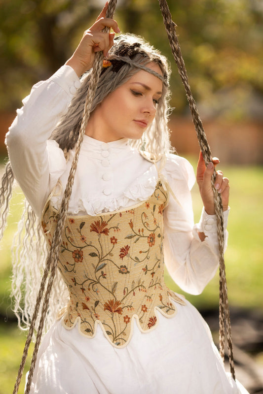 18th Century Style Corset "Grace" – Reversible Midbust Half-Boned Stays – Renaissance Peasant Bodice & Elizabethan