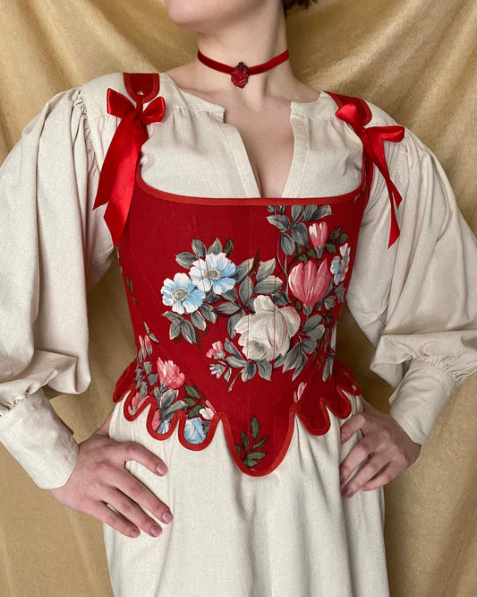 Historical 18th Century Stays "Pride" – Reversible 1780s Half-Boned Corset – Renaissance & Elizabethan Style