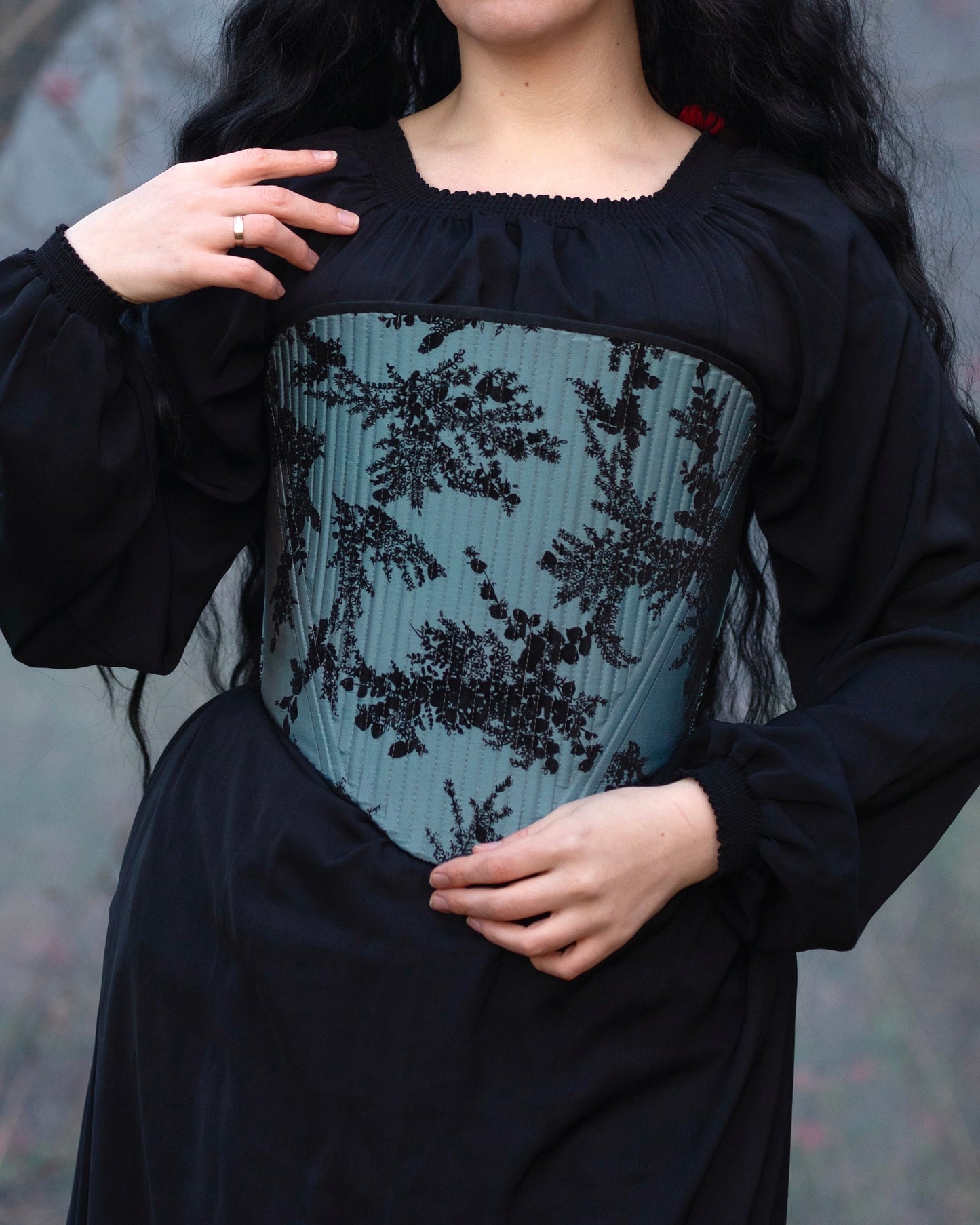 Strapless Modernized 18th Century Stays "Mystery" – Fully-Boned Overbust, Reversible Corset, Renaissance/Elizabethan Inspired
