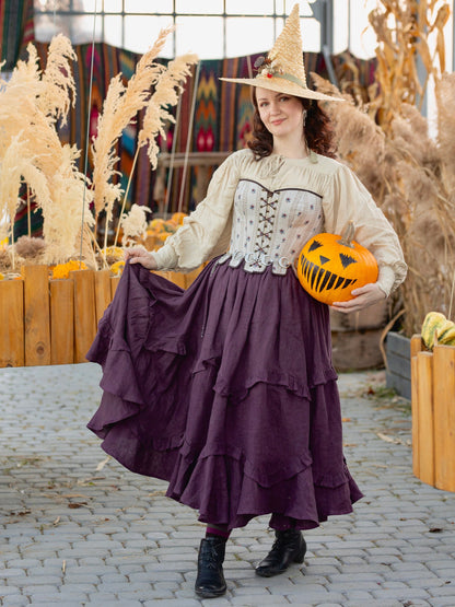 Vintage Inspired Tea-Length Skirt "Marigold" - Designer Skirt With Layered Frills - Bohemian Style Skirt