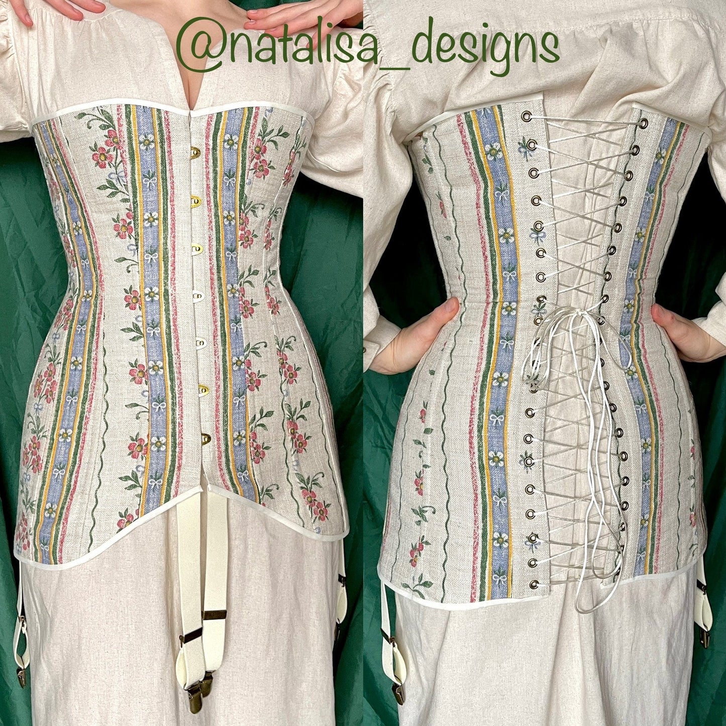Historical Late Edwardian Corset "Adele" – 1910s Midbust S-Bent Corset, Titanic Era, One-Layer Cotton Corset