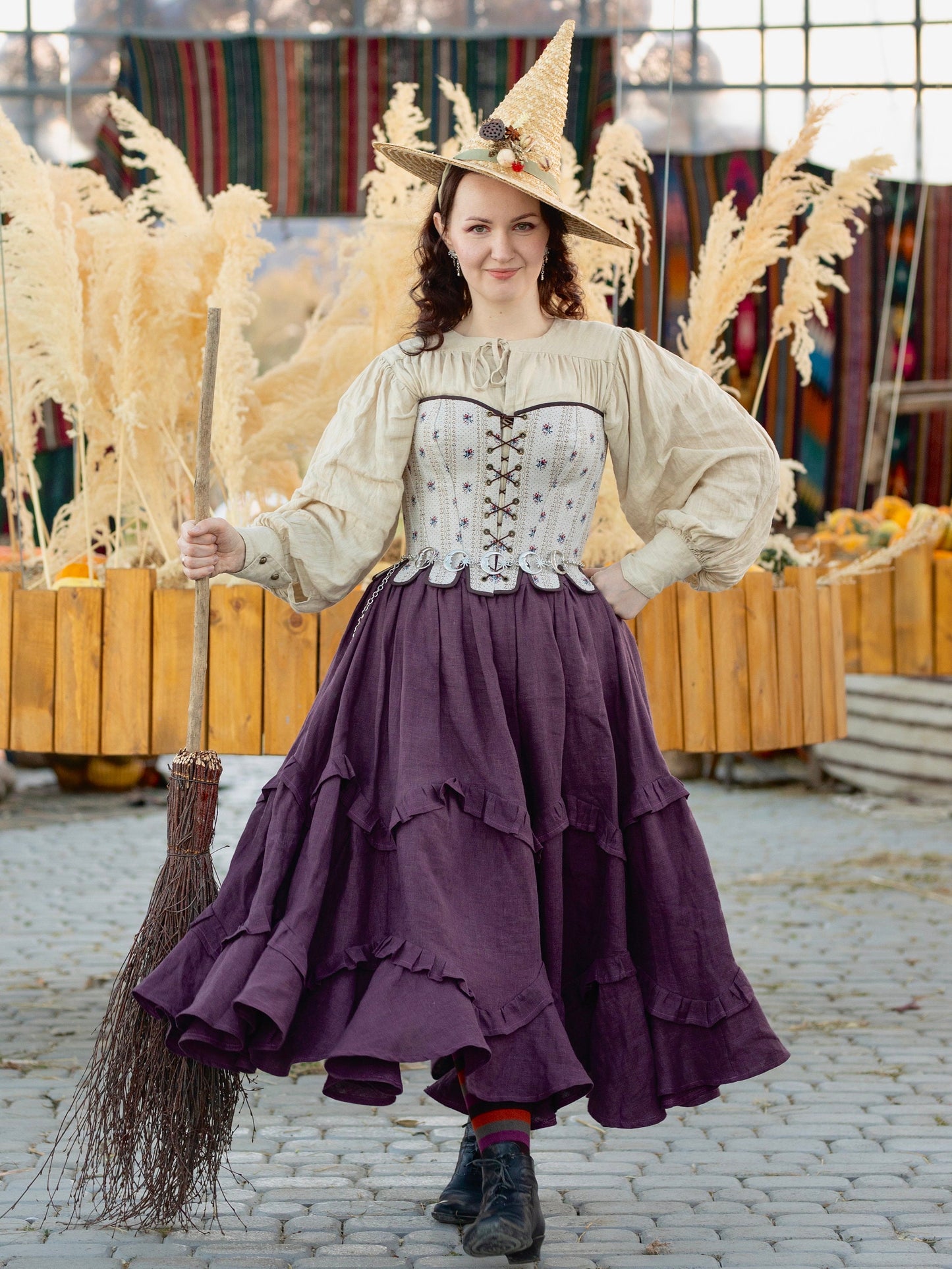 Vintage Inspired Tea-Length Skirt "Marigold" - Designer Skirt With Layered Frills - Bohemian Style Skirt
